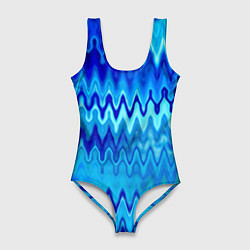 Женский купальник-боди Синий-голубой абстрактный узор