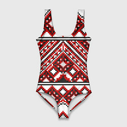 Купальник-боди 3D женский Русский узор, геометрическая вышивка, цвет: 3D-принт