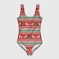Женский купальник-боди Deer Christmas Pattern