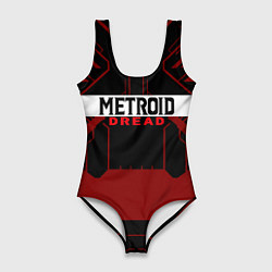 Купальник-боди 3D женский Metroid Dread Black Red Logo, цвет: 3D-принт