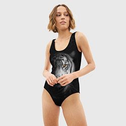 Купальник-боди 3D женский Тигр черно-белый соты, цвет: 3D-принт — фото 2