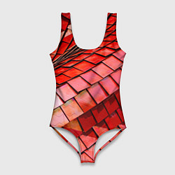 Купальник-боди 3D женский Красная спартаковская чешуя, цвет: 3D-принт