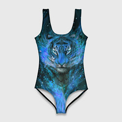 Купальник-боди 3D женский Водяной голубой Тигр, цвет: 3D-принт