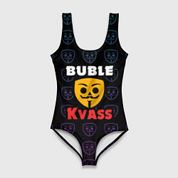 Купальник-боди 3D женский Bubble kvass anonymous logo, цвет: 3D-принт