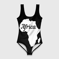 Купальник-боди 3D женский Африка на чёрном, цвет: 3D-принт