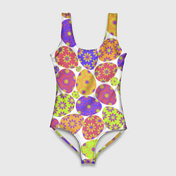 Купальник-боди 3D женский Разукрашенные пасхальные яйца, цвет: 3D-принт