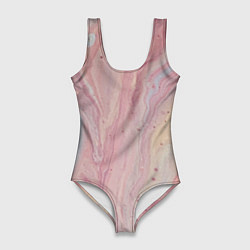 Женский купальник-боди Мраморный дизайн с розовыми, синими и желтыми цвет