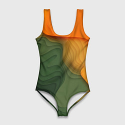 Купальник-боди 3D женский Зеленые дюны, цвет: 3D-принт