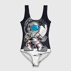 Купальник-боди 3D женский Космонавт - каратист, цвет: 3D-принт