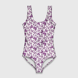 Купальник-боди 3D женский Фиолетовая гжель, цвет: 3D-принт