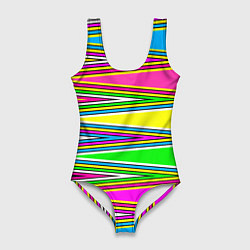 Женский купальник-боди Полосатый радужный разноцветный геометрический узо