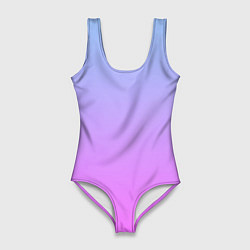Купальник-боди 3D женский Голубо-розовый градиент, цвет: 3D-принт