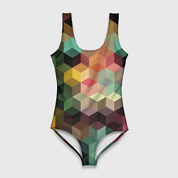 Женский купальник-боди Разноцветный геометрический узор 3D