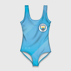 Женский купальник-боди Manchester city Голубая абстракция