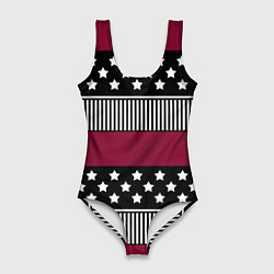 Женский купальник-боди Burgundy black striped pattern