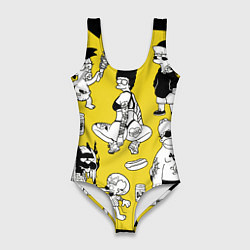 Купальник-боди 3D женский Весёлая компашка мультфильма Симпсоны - полный рас, цвет: 3D-принт
