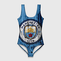 Купальник-боди 3D женский Манчестер Сити Лого, цвет: 3D-принт