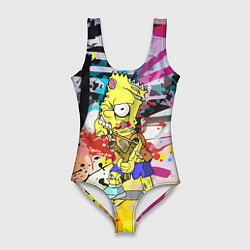 Женский купальник-боди Зомби Барт Симпсон с рогаткой на фоне граффити