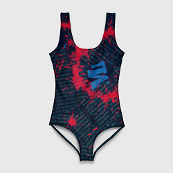 Женский купальник-боди Красные чернила на газете