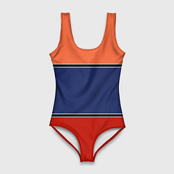 Женский купальник-боди Combined pattern striped orange red blue