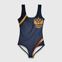Женский купальник-боди Blue & gold герб России