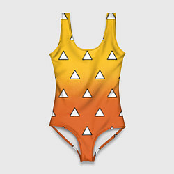 Женский купальник-боди Оранжевое кимоно с треугольниками - Зеницу клинок