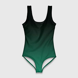 Женский купальник-боди Черный и бирюзово - зеленый, текстурированный под