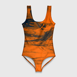 Женский купальник-боди Абстрактная оранжевая поверхность и чёрные тени