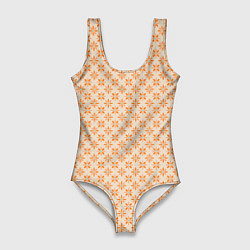 Женский купальник-боди Оранжевые геометрические цветы