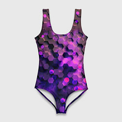 Женский купальник-боди Плиты фиолетовый неон