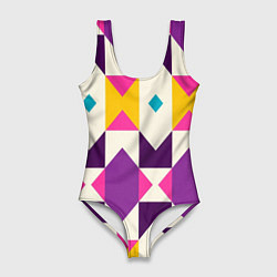Женский купальник-боди Геометрический цветной орнамент