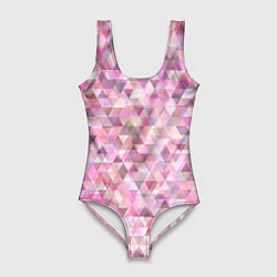 Купальник-боди 3D женский Абстрактное множество розовых и фиолетовых треугол, цвет: 3D-принт