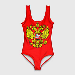 Женский купальник-боди Герб Российской Империи на красном фоне