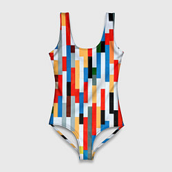 Женский купальник-боди Геометрическое множество разноцветных блоков