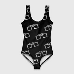 Женский купальник-боди Модные очки черно-белый узор