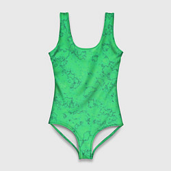 Женский купальник-боди Мраморный зеленый яркий узор
