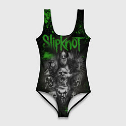 Женский купальник-боди Slipknot green