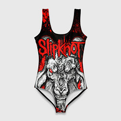 Купальник-боди 3D женский Slipknot - красный козел, цвет: 3D-принт