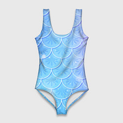Купальник-боди 3D женский Голубая чешуя русалки - паттерн, цвет: 3D-принт