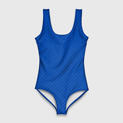 Женский купальник-боди Плетёная синяя ткань - паттерн