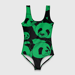 Женский купальник-боди Panda green pattern