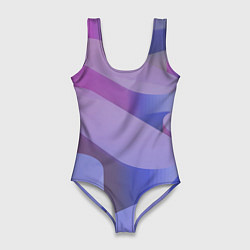 Купальник-боди 3D женский Абстрактные фиолетовые прямоугольники со скругленн, цвет: 3D-принт