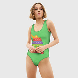 Купальник-боди 3D женский Поп ит единорог на траве, цвет: 3D-принт — фото 2