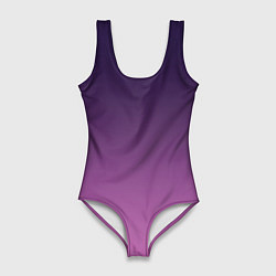 Купальник-боди 3D женский Пурпурный-лиловый градиент, цвет: 3D-принт