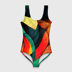 Женский купальник-боди Текстурированная цветная абстракция