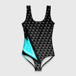 Купальник-боди 3D женский Черно-голубая абстракция, цвет: 3D-принт