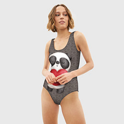 Купальник-боди 3D женский Панда с сердечком, цвет: 3D-принт — фото 2
