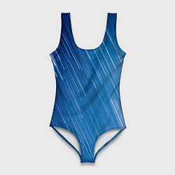 Женский купальник-боди Белые полосы на синем фоне