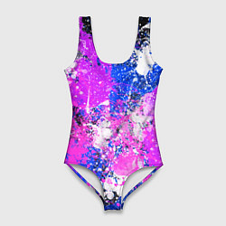 Женский купальник-боди Разбрызганная фиолетовая краска - темный фон