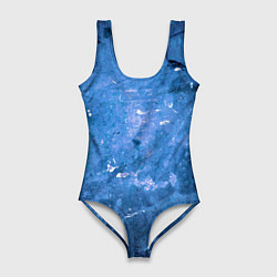 Женский купальник-боди Тёмно-синяя абстрактная стена льда